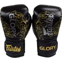 SuperMerchantEU Fairtex Glory Kickboxningstävling Träning Boxningshandskar 12OZ Svart/Guld