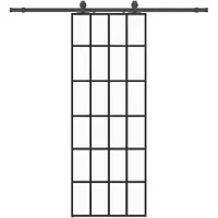 vidaXL Skjutdörr med beslag svart 76x205 cm ESG-glas