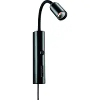 SG ARMATUREN rörvägglampa Tube Wall svart USB 360lm 3000K Ra 98 integrerad dimmer