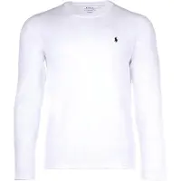 Ralph Lauren för män. 714844759004 Stickad nattskjorta i vit bomull (S), Hemkläder, Lång ärm