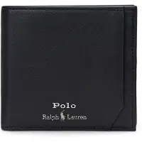 Ralph Lauren för män. 405963229001 CN läderplånbok svart (OSFA), Casual, Hud