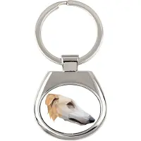 Art-Dog Borzoi, Russian Hunting Sighthound, Russian Wolfhound - geometric keychain with a photo and the inscription vit