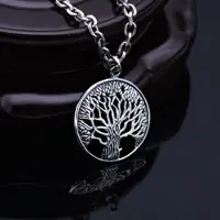 YIRAN Jewelry Sterling 925 Silver Tree of Life snidade ihåliga hänge retro thailändskt silver modesmycken helt nytt original (Hy3a )