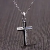 YIRAN Jewelry S925 Sterling Silver Enkelt Kors Halsband Hänge För Kvinnor Män Älskare Thai Silver Mode Kristna Smycken Kedja Tillbehör gray