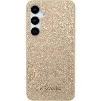 GUESS Samsung Galaxy S24+ Glitter Flakes Metal Logo Hybridskal - Guld