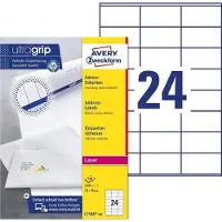 Avery L7180 - Permanent häftning - vit - 70 x 36 mm 2400 etikett (er) (100 ark x 24 adresslappar