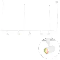 QAZQA Smart hängande skensystem vit 1-fas inkl. 5 Wifi GU10 - Iconic Jeana