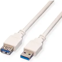 Value USB-kabel USB 3.2 Gen1 (USB 3.0) USB-A kontakt, USB-A uttag 1.80 m Vit Skärmad 11.99.8978