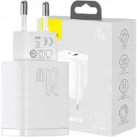Baseus Compact Väggladdare 20W - USB-C PD3.0, USB QC3.0 - Vit