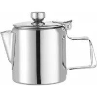 Hendi 453001 tekanna i rostfritt stål med lock för kaffe och te, 02L
