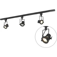 QAZQA Modernt skensystem med 3 spotlights svart 1-fas - Iconic Suplux