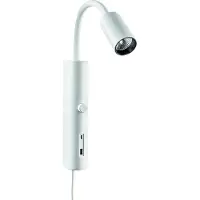 SG ARMATUREN Tube Wall vit USB 350lm 2700K Ra 98 integrerad dimmer