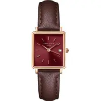 Rosefield Boxy XS Burgundy Sunray Dark Brown Leather Rose Gold QBBLR-Q56