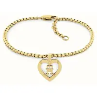 Tommy Hilfiger Gold Plated TH Monogram Heart Bracelet
