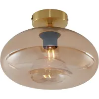 QAZQA Art Deco taklampa mässing med bärnstensfärgat glas - Busa