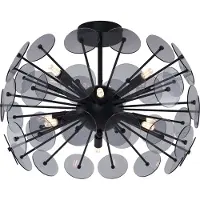 QAZQA Art Deco-taklampa svart med rökglas - Atomic