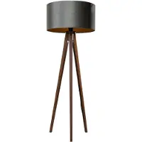 QAZQA Stativgolvlampa valnötsträ med grön sammetskärm 50 cm - Tripod Classic