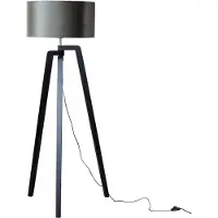 QAZQA Golvlampa svart med grön sammetskärm 50 cm - Puros