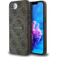 GUESS iPhone 16e/17e 4G färgat ring skal - MagSafe-kompatibelt - Brun