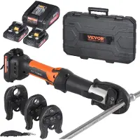 Vevor Pressverktygs- och batterisats, pressverktyg, elektrisk rörpressverktyg med V15, V22, V28 käftar, pressverktygssats med 2 st 18V 2,0Ah batterier, snabbladdare och bärväska