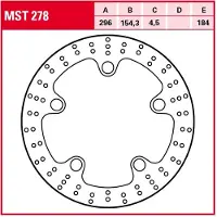 TRW Bromsskiva med typgodkännande MST278,DIAM.296MM,STATION