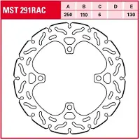 TRW Bromsskivor Racing, bak, typgodkännande BAK, MST291RAC STATIONAER