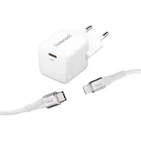 Intenso W30C GaN + C315L USB-laddare 30 W 1x USB-C, 1x Apple Lightning Vit Inomhus GaN, USB Power Delivery (USB-PD)