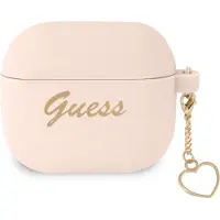 GUESS GUA3LSCHSP AirPods 3-skydd rosa/rosa Silikon Charm Heart Collection