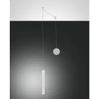 FABAS LUCE Pendellampa Prado, dimbar, Vitt / opal, Vardagsrum / matsal, Metall, Modern