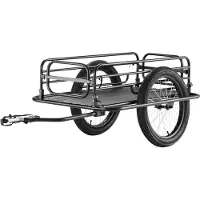 Vevor Bike Cargo Trailer, 275 lbs lastkapacitet, kraftig cykelvagn, hopfällbar kompakt förvaring och snabbkoppling med universalfäste, 20" hjul, passar de flesta cykelhjul, ram i kolstål