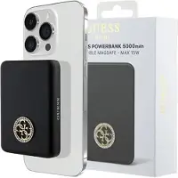 GUESS MagSafe 4G Strassed Metal Logo induktion powerbank 5W 3000mAh - svart