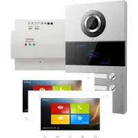 HHG Villa Set 2 Video-porttelefon Komplett-set Aluminium (borstad), Vit