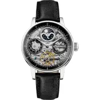 Ingersoll The Jazz Sun and Moon Phase Läderrem Skeleton Silver Dial Automatisk I07701 Herrklocka silver