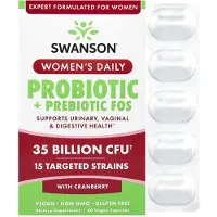 Swanson Health Kvinnors Dagliga Probiotika + Prebiotika Fos med Tranbär, 35 Miljarder CFU, 60 Vegetabiliska Kapslar