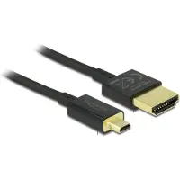 DeLOCK Slim Premium - HDMI-kabel med Ethernet - 19 pin micro HDMI Type D hane till HDMI hane - 3 m - trippelskärmad - svart - stöd för 4K