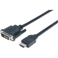 Manhattan DVI / HDMI Adapterkabel DVI-D 24+1-polig Kontakt, HDMI-A-kontakt 3.00 m Svart 372510 guldpläterad kontakt, UL-certifierad DVI-kabel