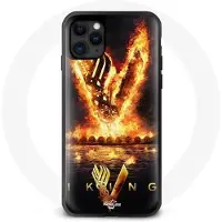 MANIACASE Coque pour Iphone 12 Pro Max Vikings Série Saison 6 logo V Epée de Feu Fond Noir