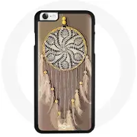 CAPACHEAP Coque pour Iphone 8 Attrape rêve beige jaune noir douceur tendresse cœur protection indien plume pas