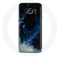 CAPACHEAP Coque pour Samsung Galaxy S6 Nuages de fumée multicolore de bleu gris et noir sur fond noir