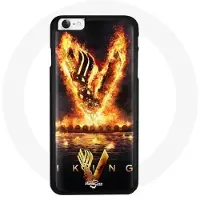MANIACASE Fodral till Iphone 8 Vikings Series Season 6 logotyp V Sword of Fire svart bakgrund