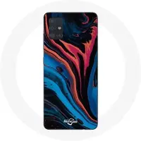 CAPACHEAP Coque pour Samsung Galaxy A51 5G Texture abstraite bleu noir rouge