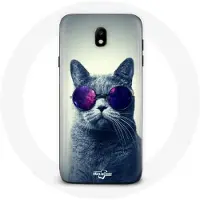 CAPACHEAP Coque pour Samsung Galaxy J7 2017 Chat avec Lunettes violettes