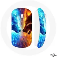 MANIACASE Souris Sans Fil Loup de Glace et de feu