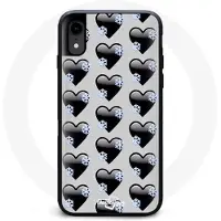 MANIACASE Coque Iphone X hearts wallpaper black svart
