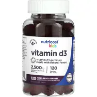 Nutricost , Kids, Vitamin D3, Ålder 4+, Blandad bär, 62,5 mcg (2 500 IU), 120 Gummies