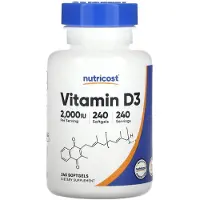 Nutricost , Vitamin D3, 2,000 IU, 240 mjuka kapslar
