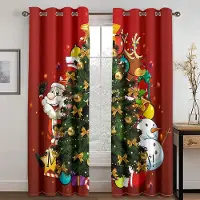 Yiran Furniture Tecknad jultomte God Jul Röd Grön Fönster Gardiner För Barn Sovrum Vardagsrum Badrum Kicthen Dörr Hall Heminredning W50 X H130(CM)X2&Grommet Top