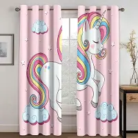 Yiran Furniture Tecknad Rosa Härlig Enhörning Djur Tjej Prinsessan Barn Fönster Gardiner För Vardagsrum Sovrum Badrum Kicthen Dörr Heminredning W50 X H130(CM)X2&Grommet Top