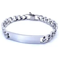 YIRAN Jewelry 100 % Rostfritt Stål Armband 9 mm 8 tum Curb Kubansk Länk Slätt Bar ID Armband För Män Kvinnor Fabriks Erbjudande white