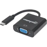 Manhattan 151771 USB / VGA Adapter [1x USB 3.2 Gen 1 C hane (USB 3.1) - 1x VGA hona] Svart Färgkodad, Flexibel, Folieskärmning, UL-certifierad, Tillämplig